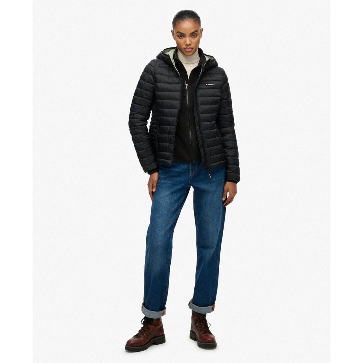 Veste matelassée à capuche Fuji Lite noir, SUPERDRY