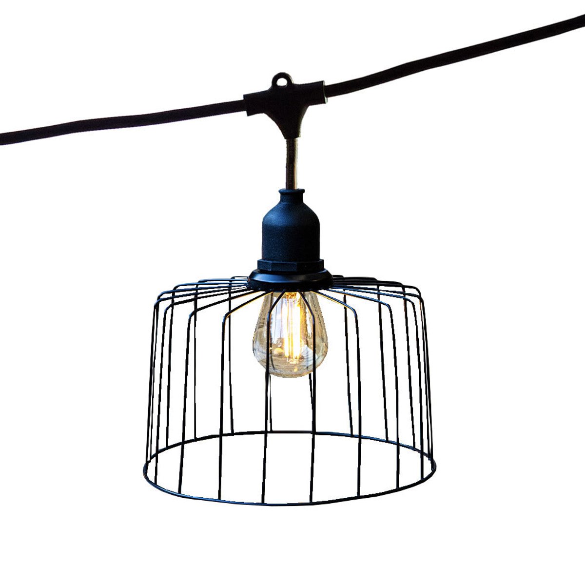 Guirlande cage métal E27 NEMA noir, LUMISKY