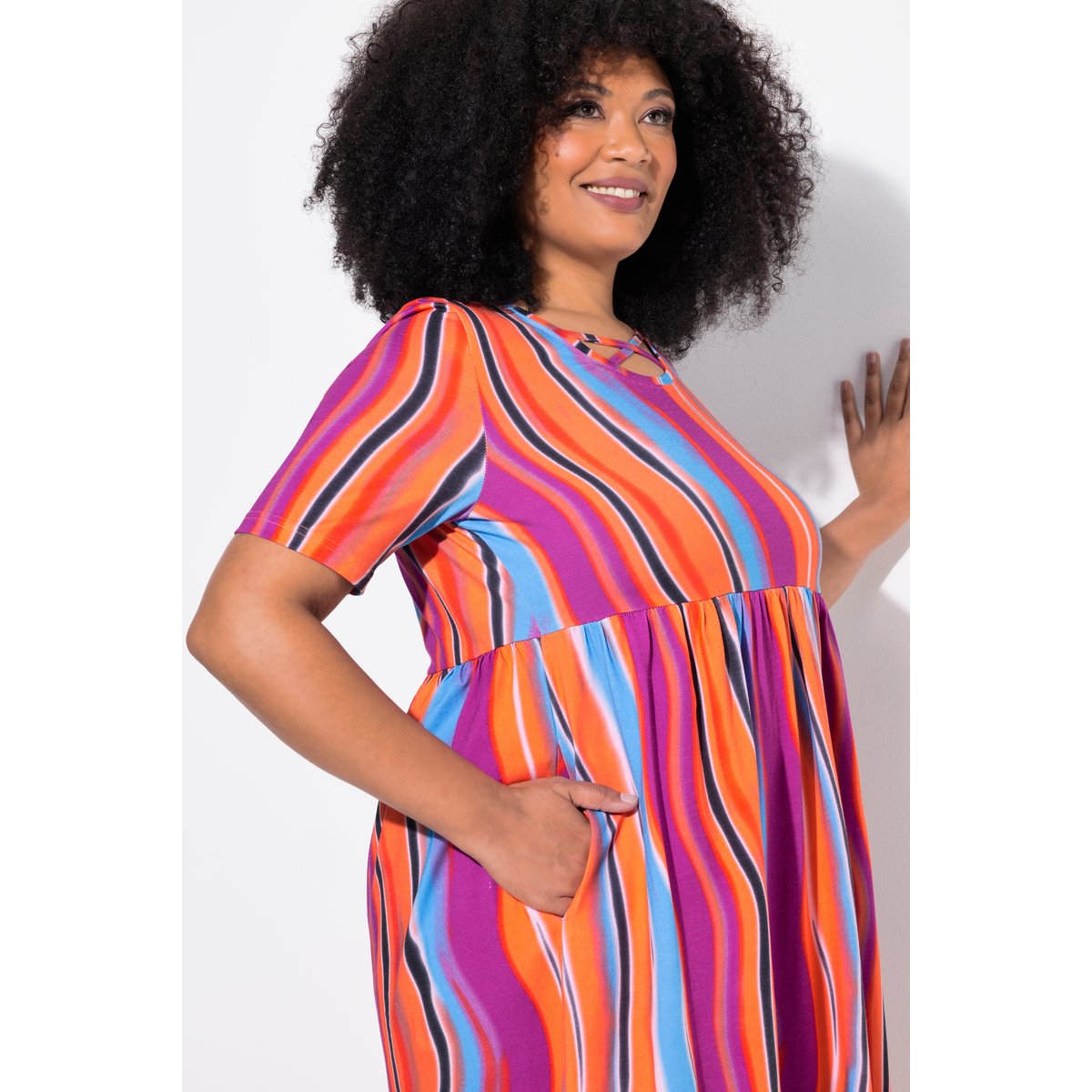 Robe maxi coupe évasée, poches violet, ULLA POPKEN