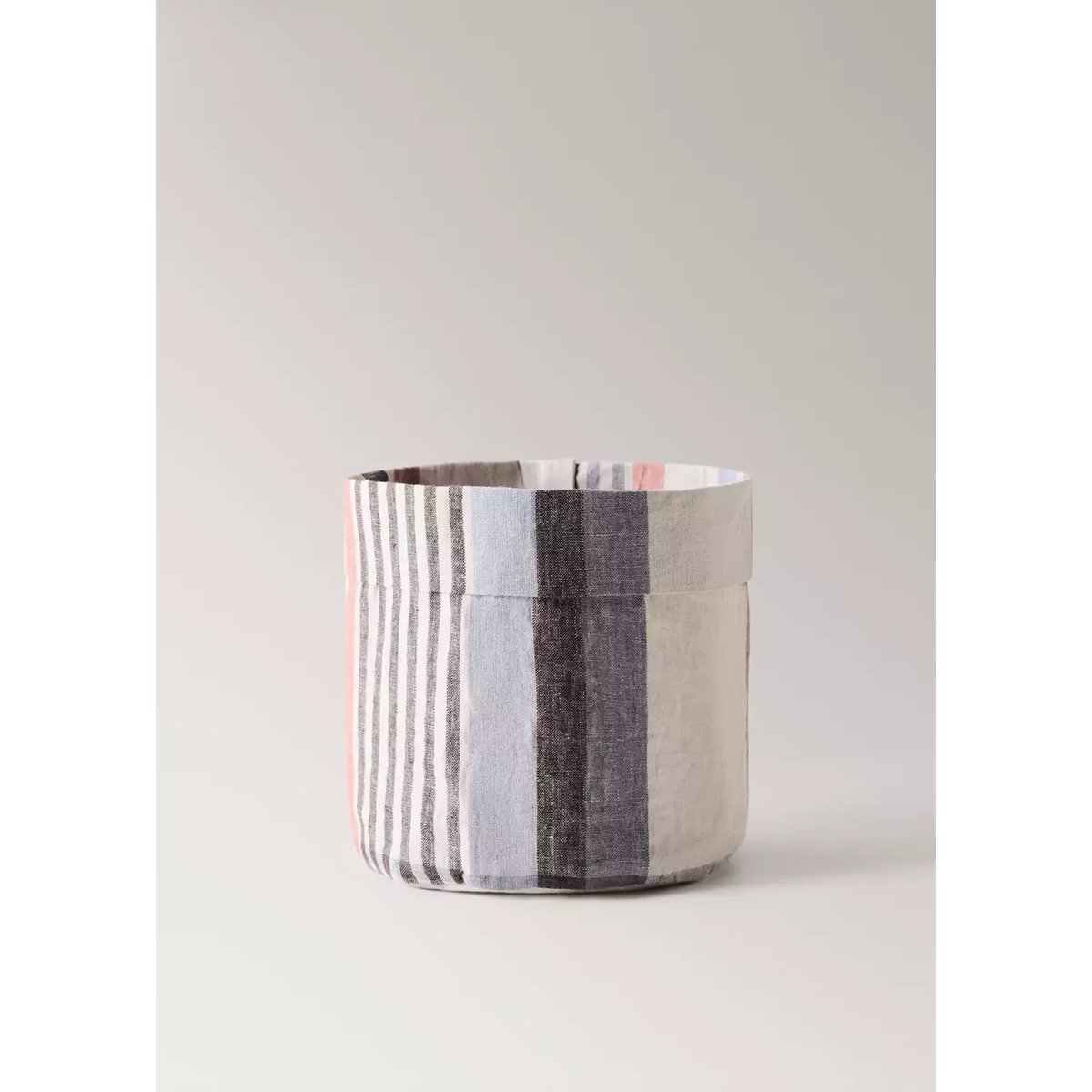 Panier à pain en lin rayée gris clair/pastel, MANGO HOME
