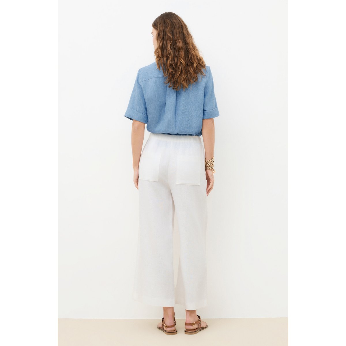 Pantalon large en lin PANDI blanc, CAROLL