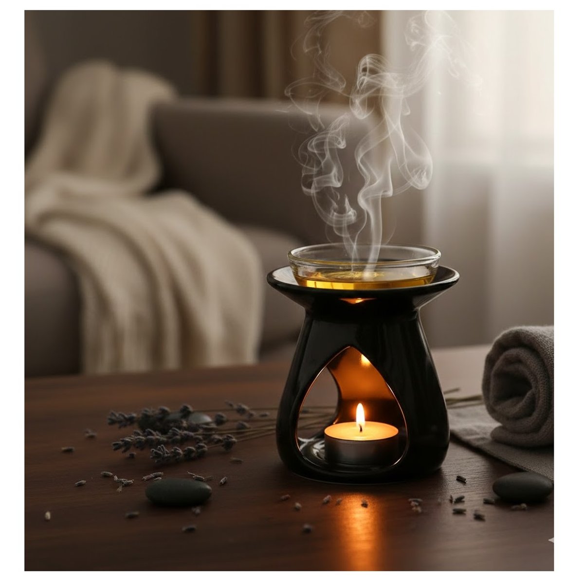 Brûle parfum en céramique Triptyque Noir multicouleur, EDEN