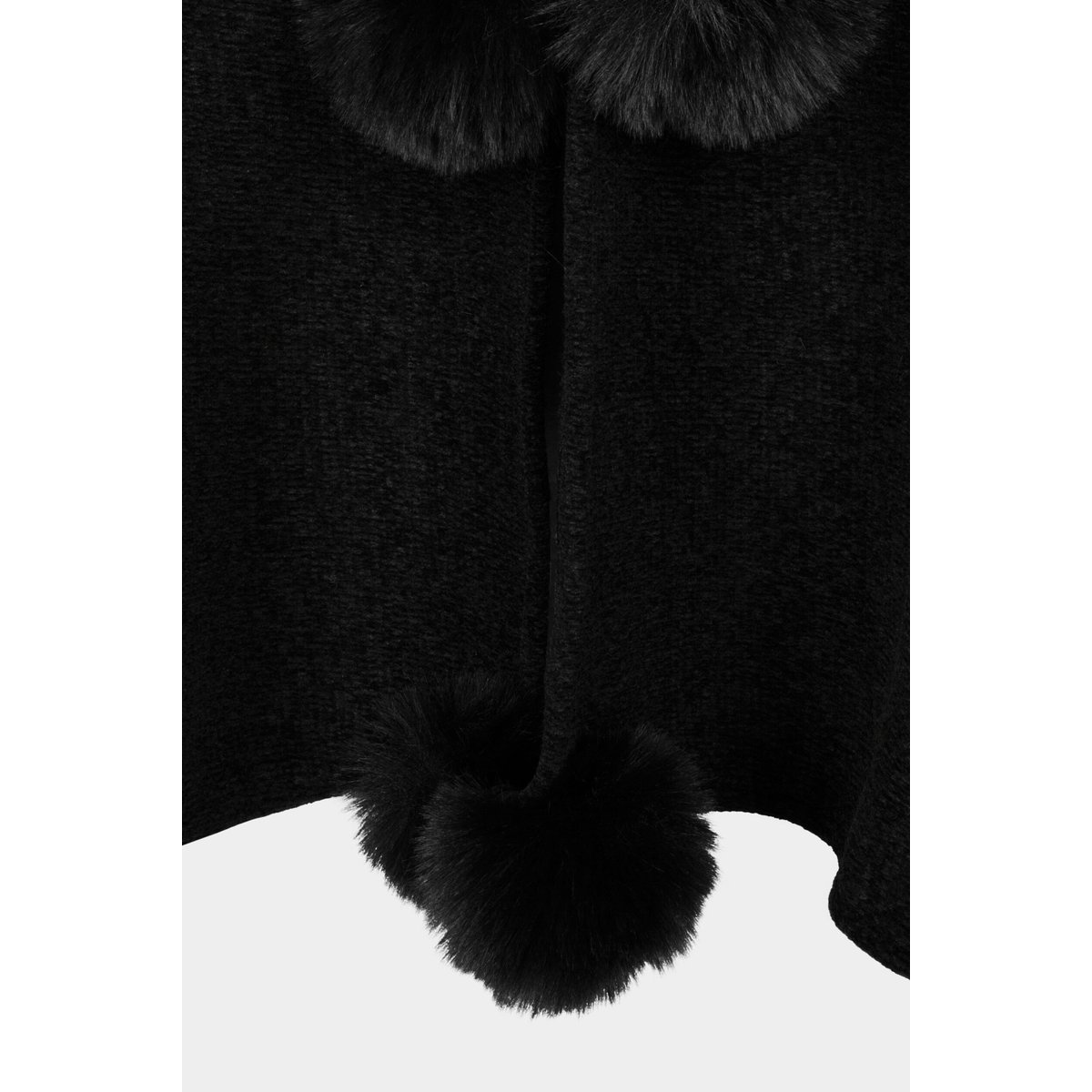 Poncho avec pompons noir, MORGAN