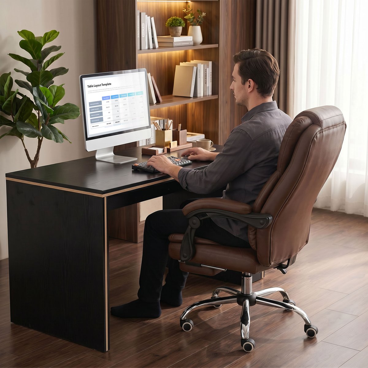 Fauteuil de bureau avec fonction massage marron, HOMCOM