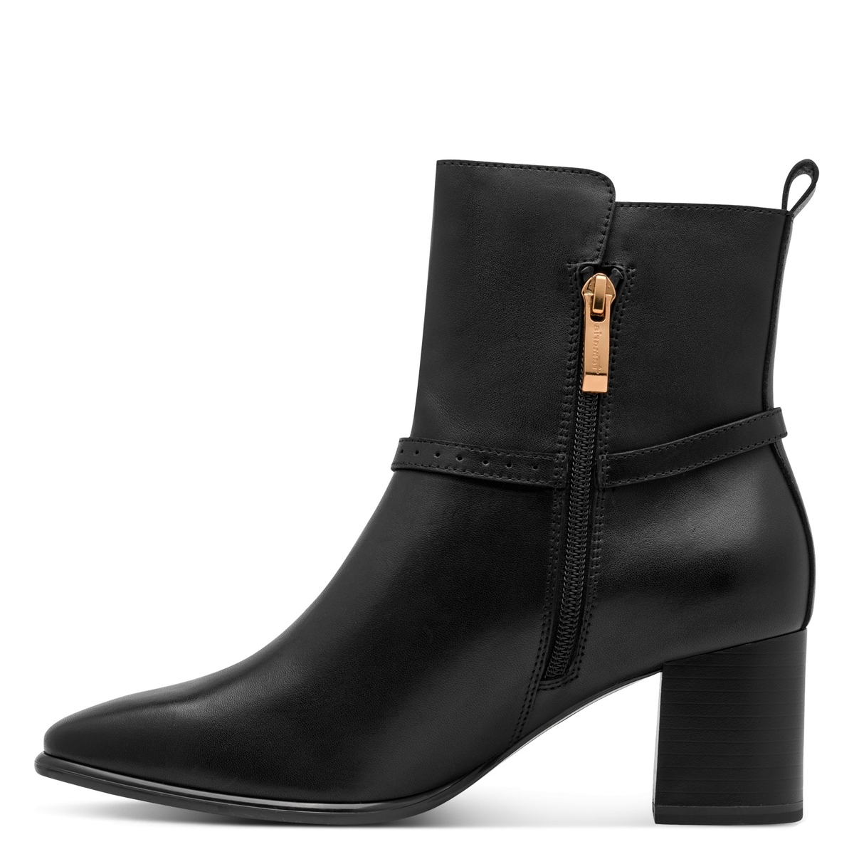 Bottine en cuir noir, TAMARIS