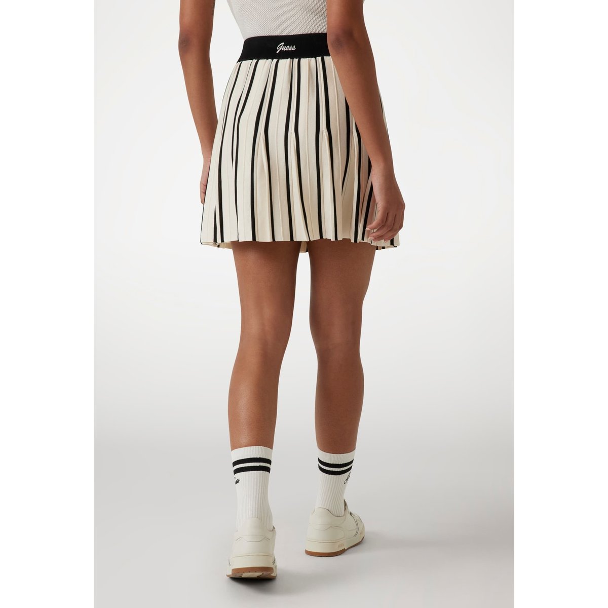 Mini-Jupe Maille Plissée blanc multi, GUESS