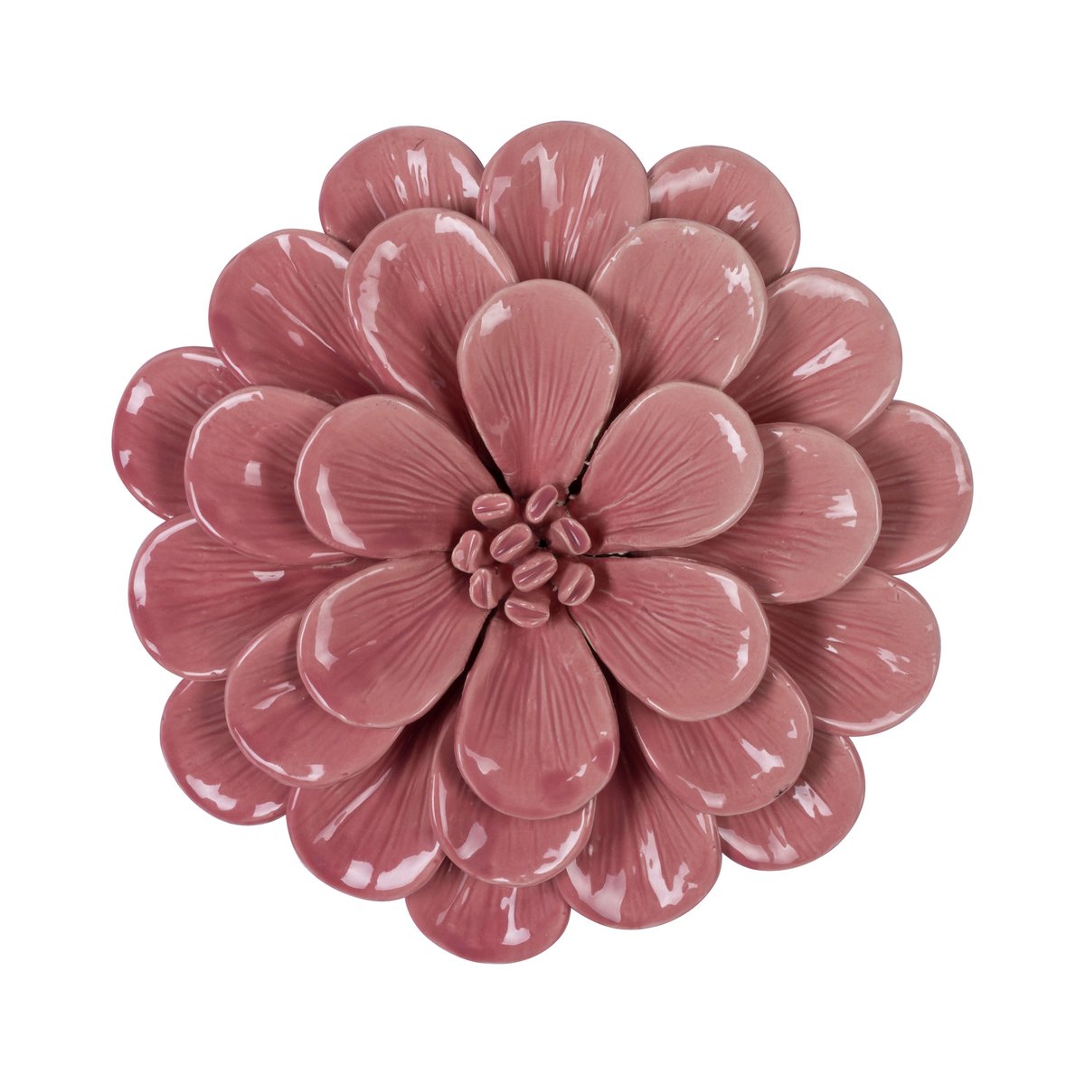 Déco murale fleur céramique 20.7cm rose, EMDE
