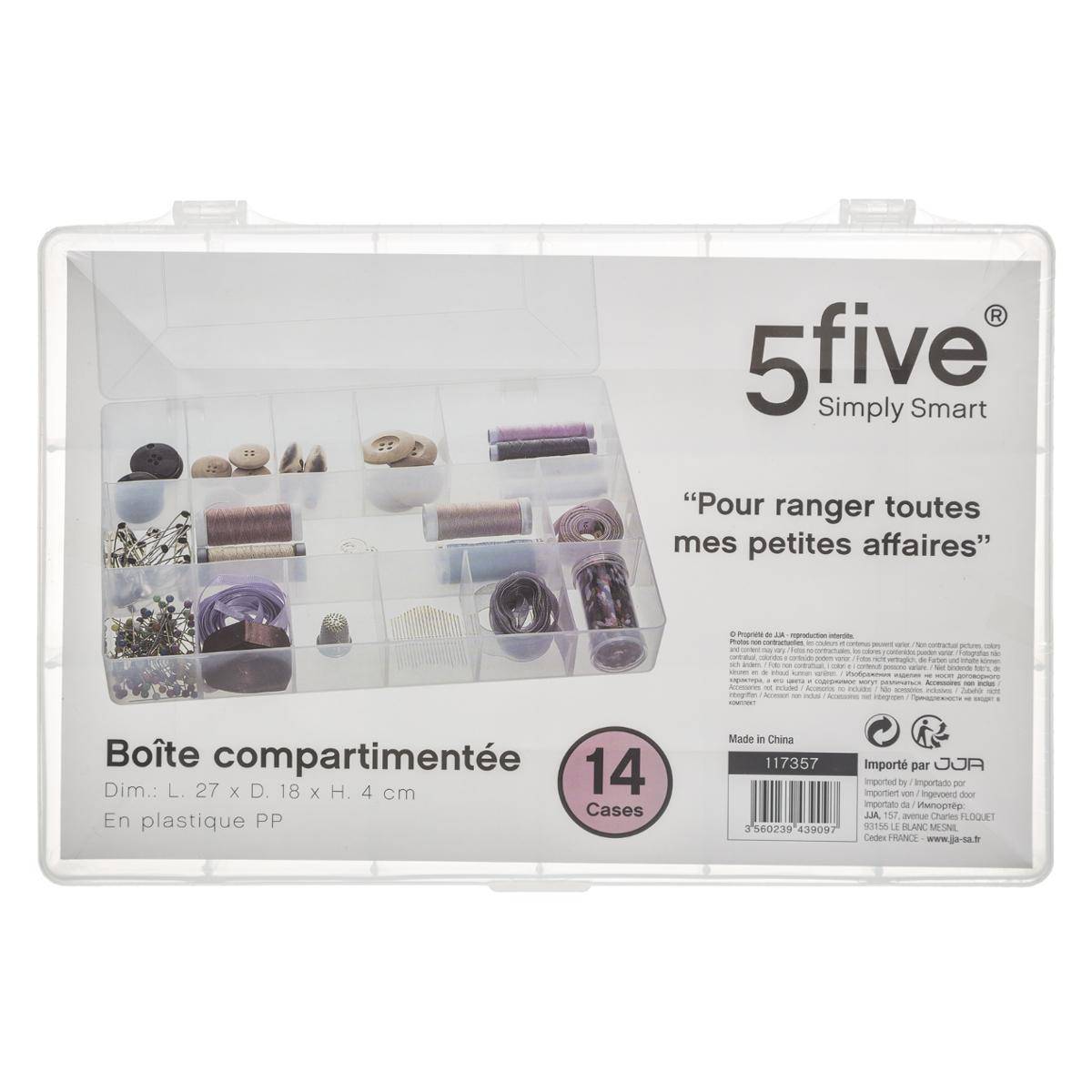 Boîte compartimentée Grand format TIDE'N SMALL transparent, 5FIVE SIMPLY SMART
