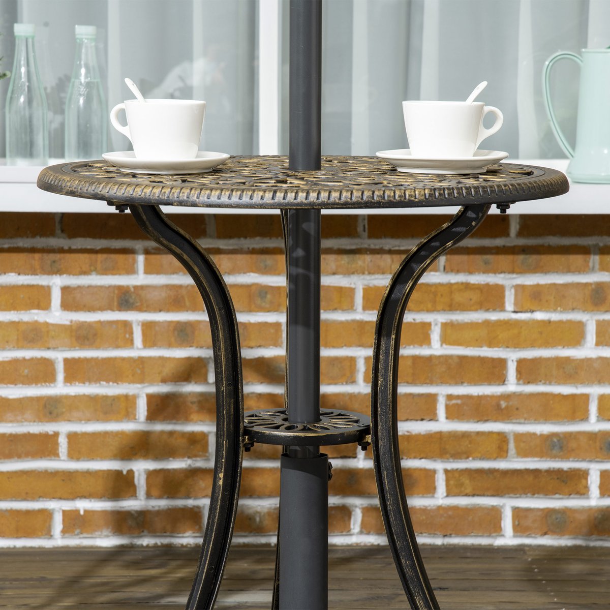 Ensemble de bistrot d'extérieur Aluminium marron, OUTSUNNY