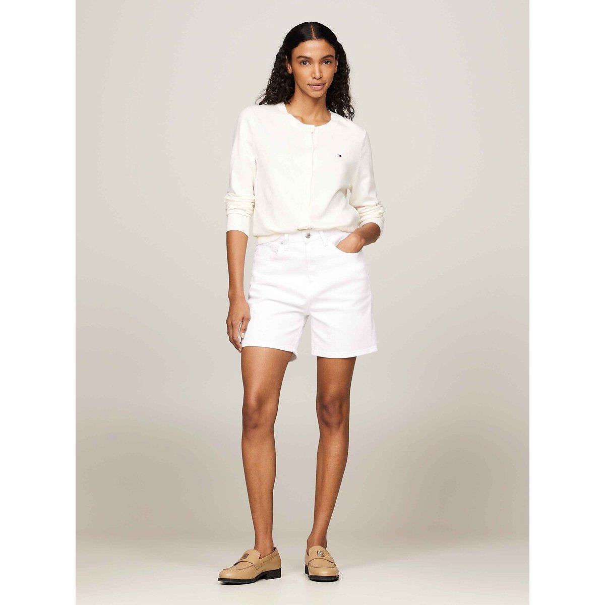 Cardigan col rond  ivoire, TOMMY HILFIGER