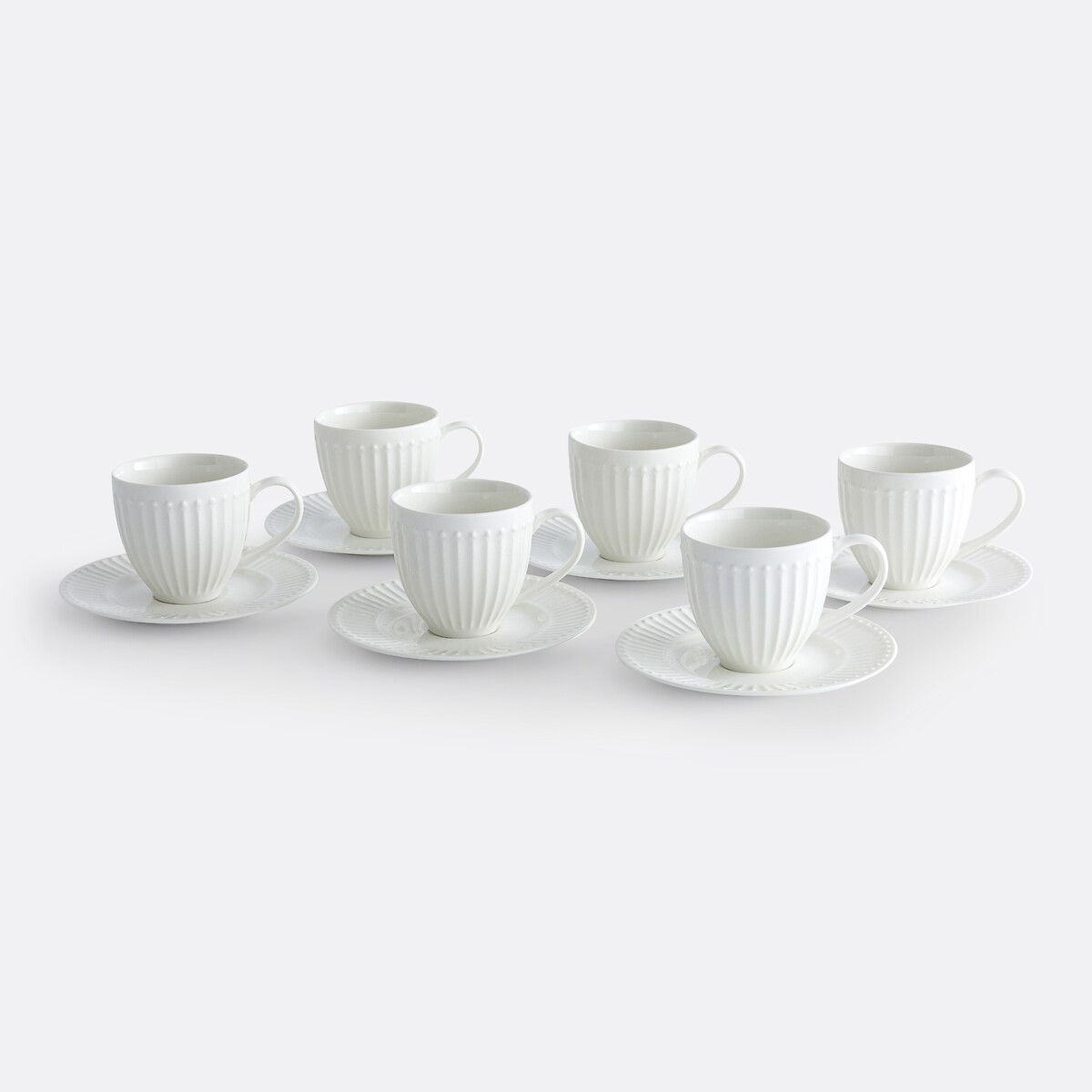 Lot de 6 tasses à thé et sous-tasses, Jewely blanc, LA REDOUTE INTERIEURS