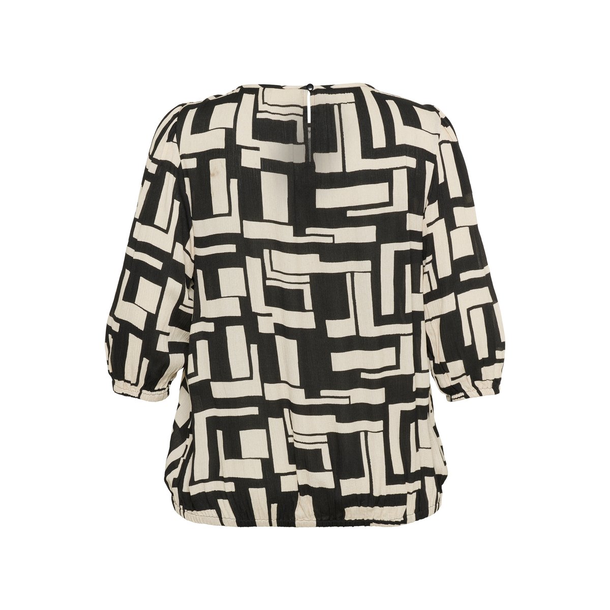 Blouse à manches longues noir/blanc graphique, KAFFE CURVE