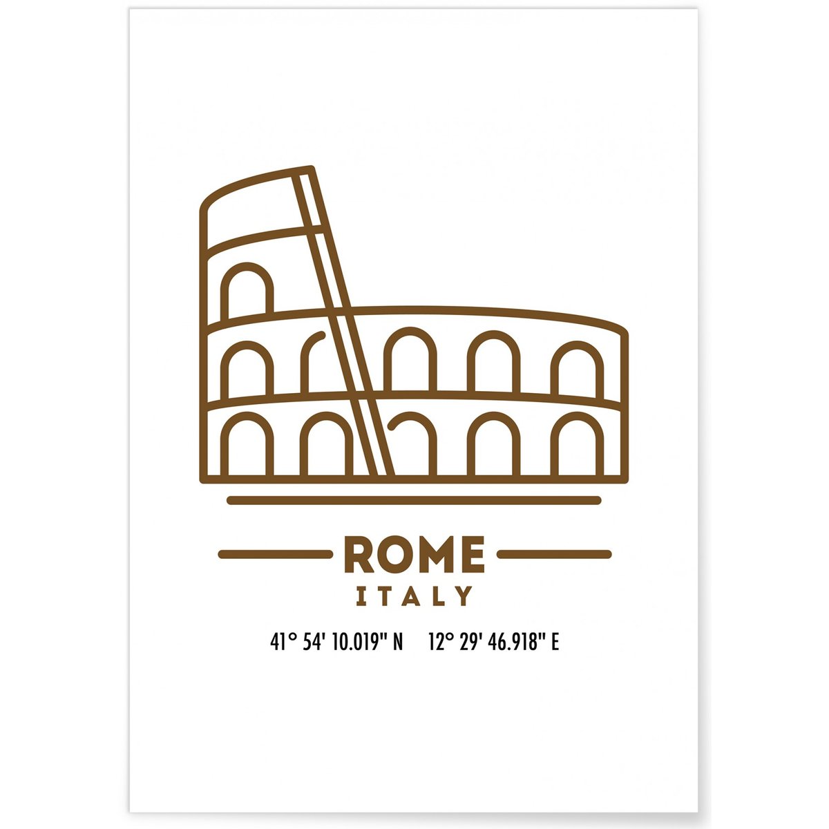 Poster Coordonnées Rome blanc, L'AFFICHERIE