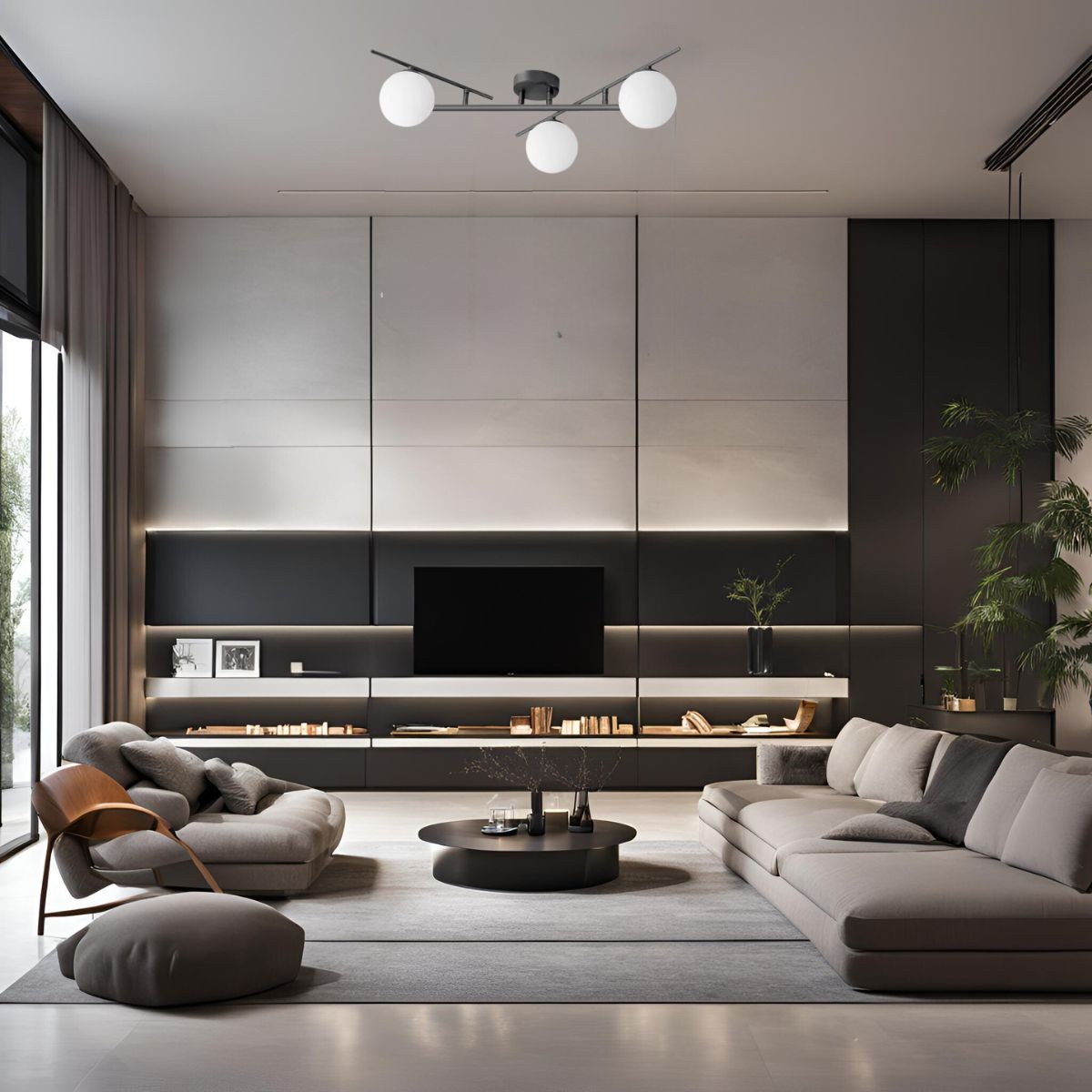 Plafonnier    ATLAS noir, IDEAL LUX