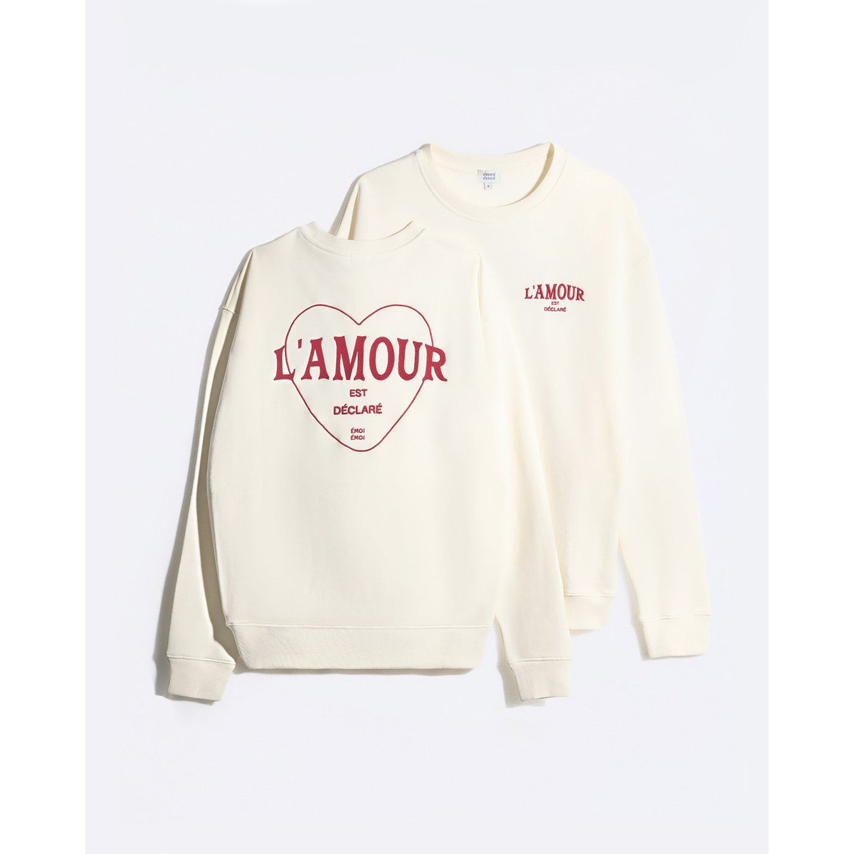 Sweat L'amour est déclaré brodé beige crème, EMOI EMOI