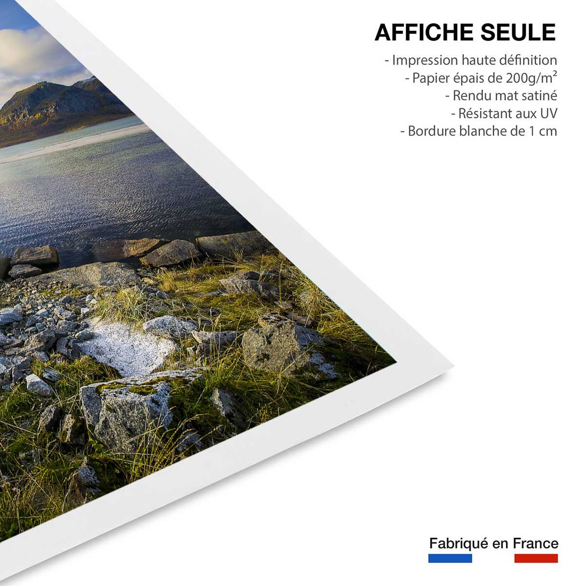 Affiche paysage lac glacière affiche seule, HEXOA