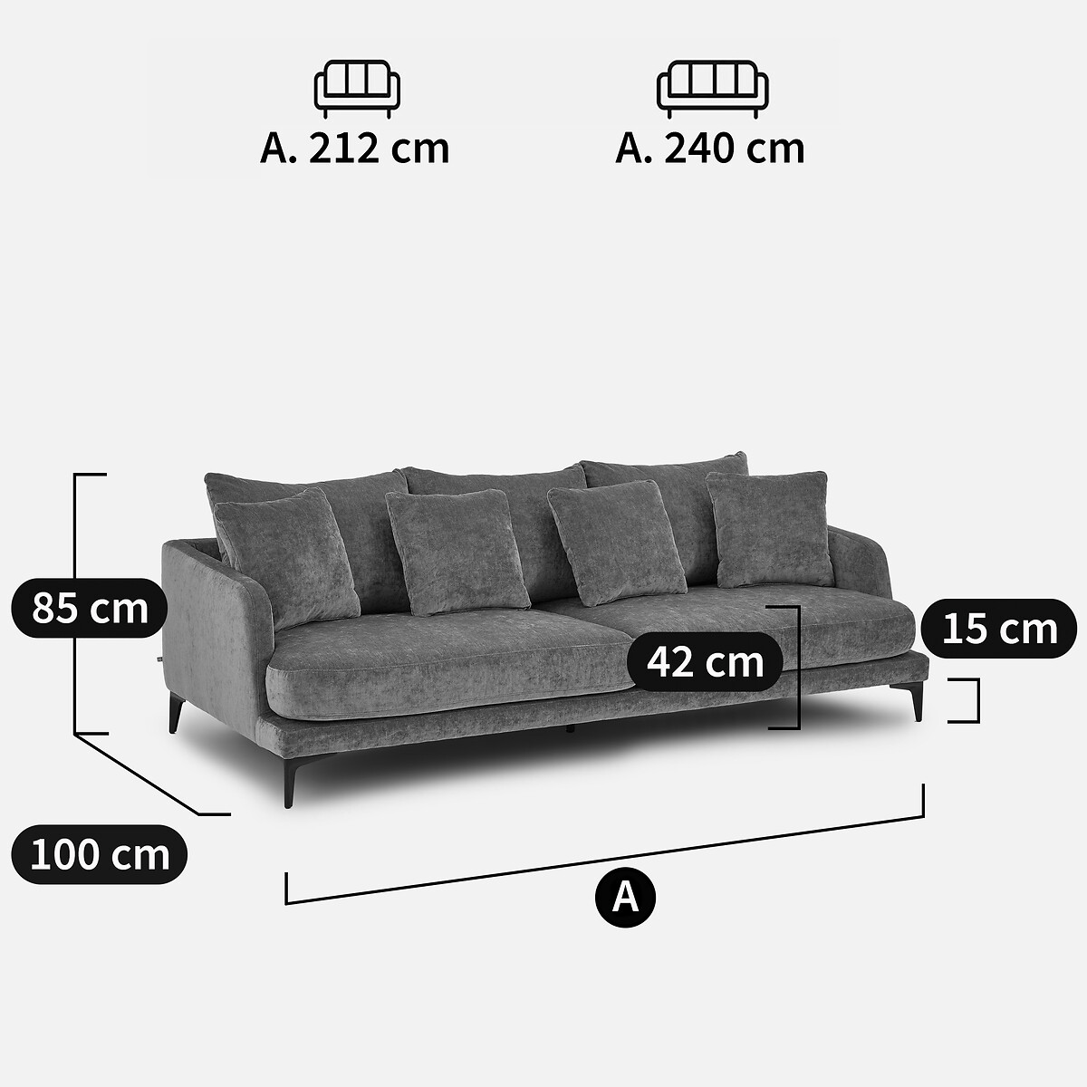 3- oder 4-Sitzer-Sofa aus gemischtem Velours, MODERNISTE, Design Emmanuel Gallina café latte, AM.PM X EMMANUEL GALLINA