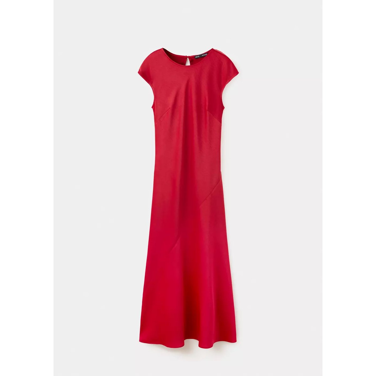 Robe midi col rond rouge, MANGO