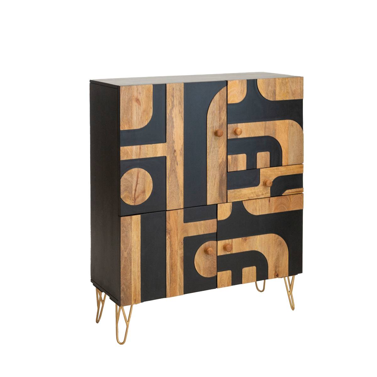 Buffet en bois de manguier COLOMBINE noir, MADE IN MEUBLES 