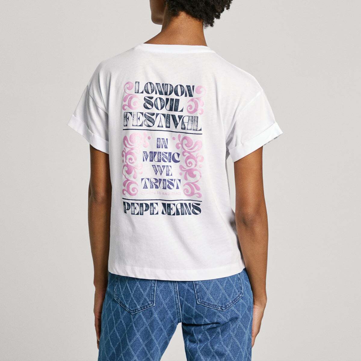 T-Shirt Avec Imprimé Au Dos blanc, PEPE JEANS