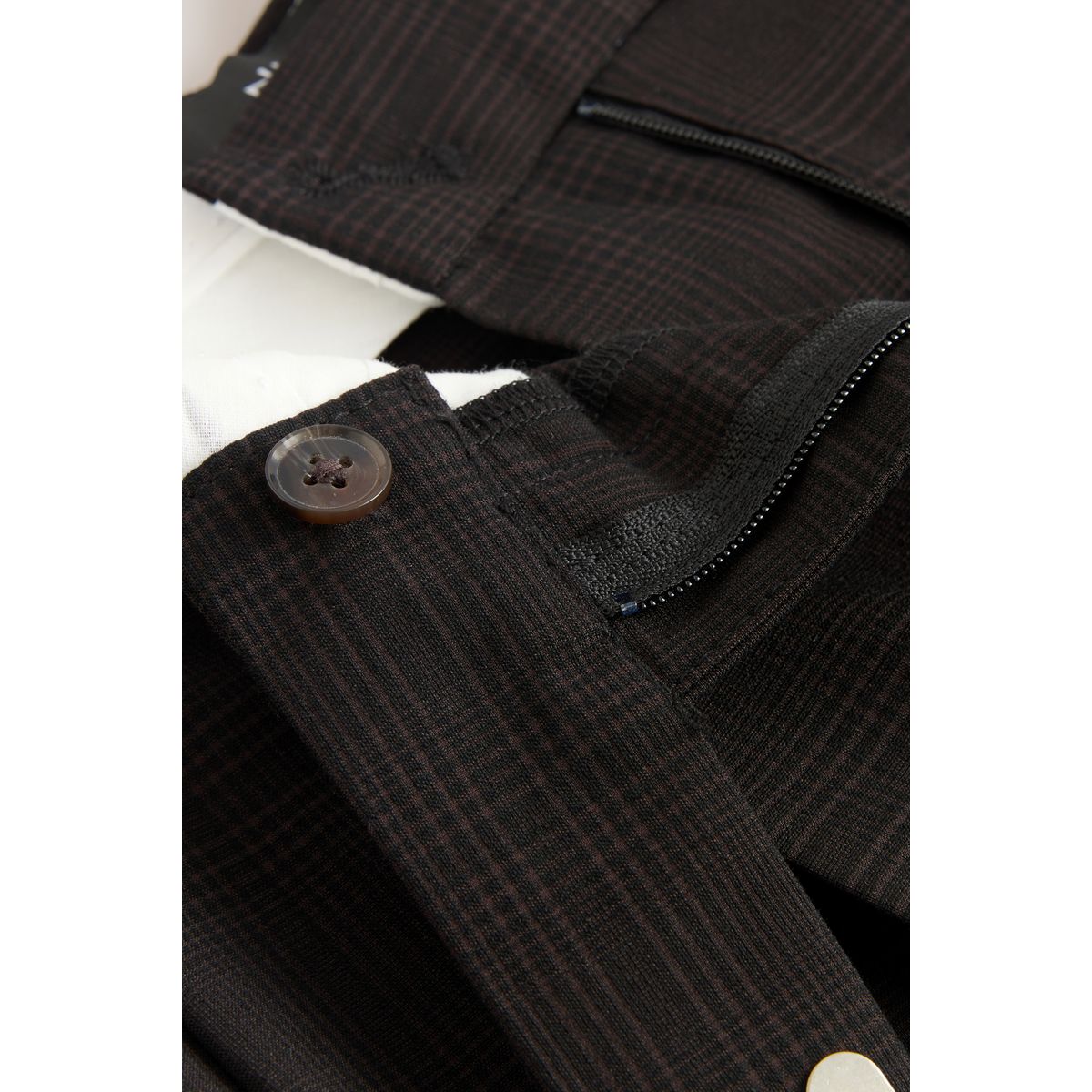 Pantalon droit à double pli et carreaux marron chocolat, NEXT