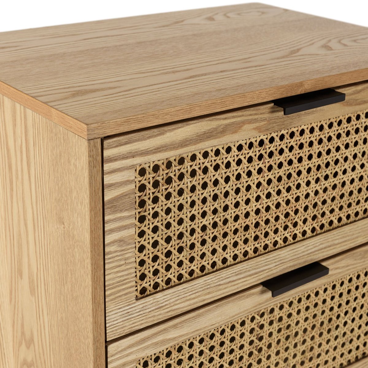 Table de chevet 2 tiroirs cannage rotin PALMA bois naturel, PIER IMPORT