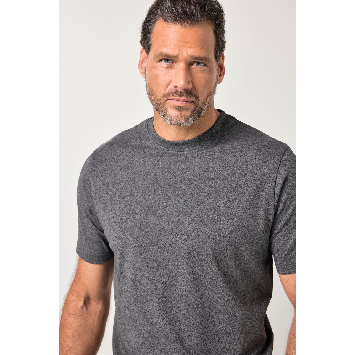 T-shirt en jersey chiné, manches courtes anthracite, JP1880