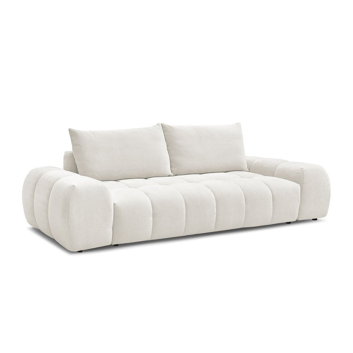 Canapé droit fixe 3 places en tissu texturé, EVEREST blanc, BOBOCHIC