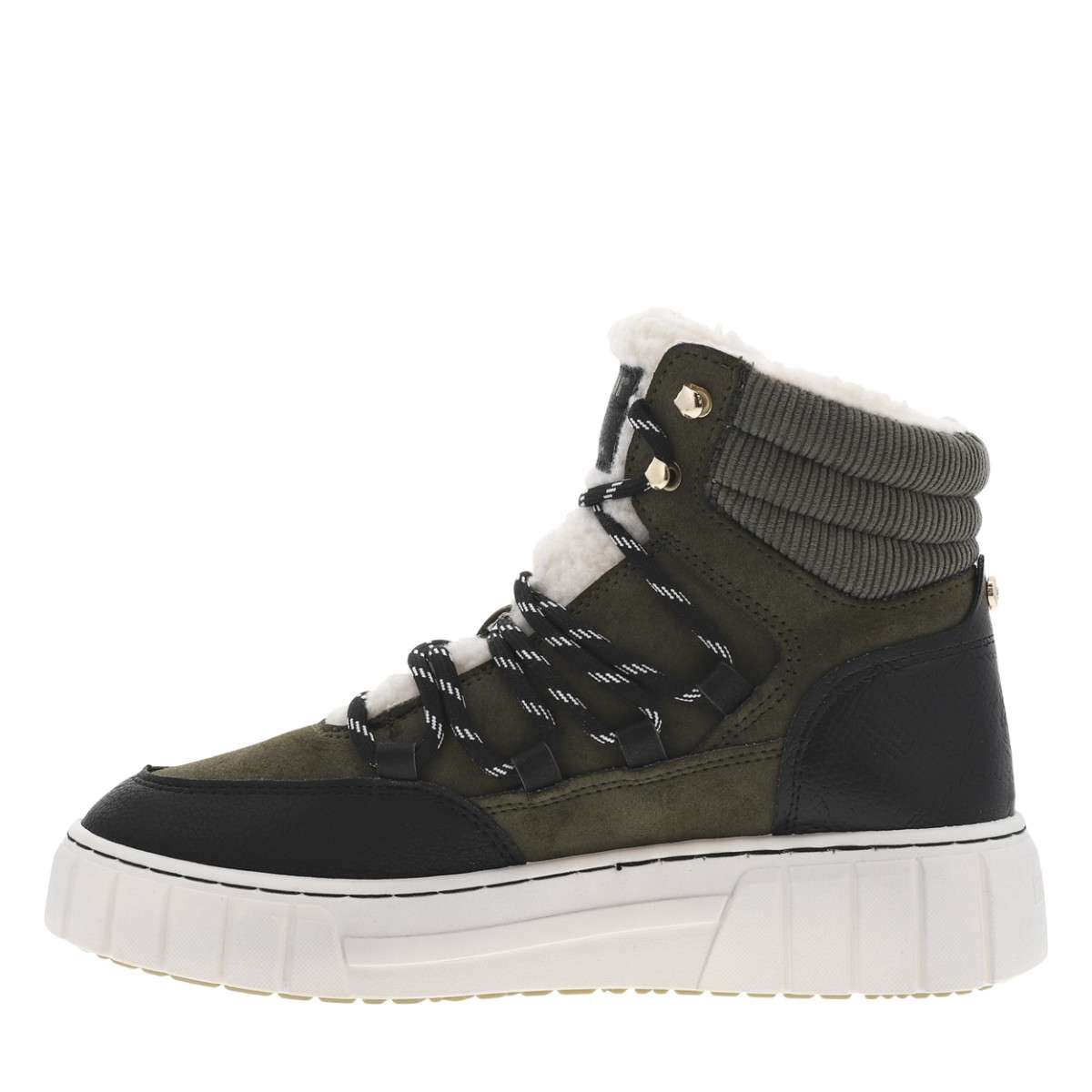 Bottines FEMME Mustang kaki et à lacets vert, MUSTANG