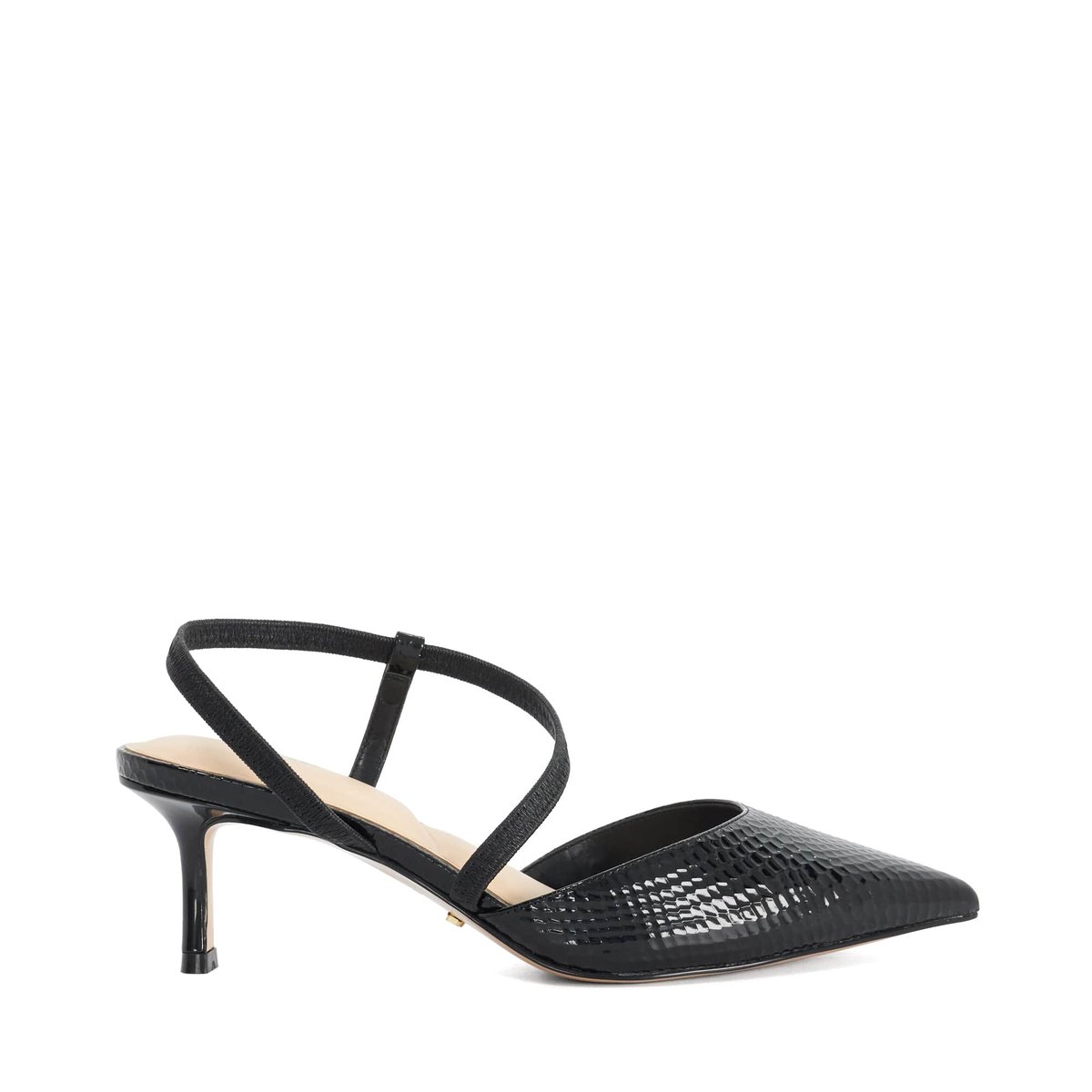 Escarpins ouverts mi-hauts - Wide Fit CHARMING black-rept print leather, DUNE LONDON