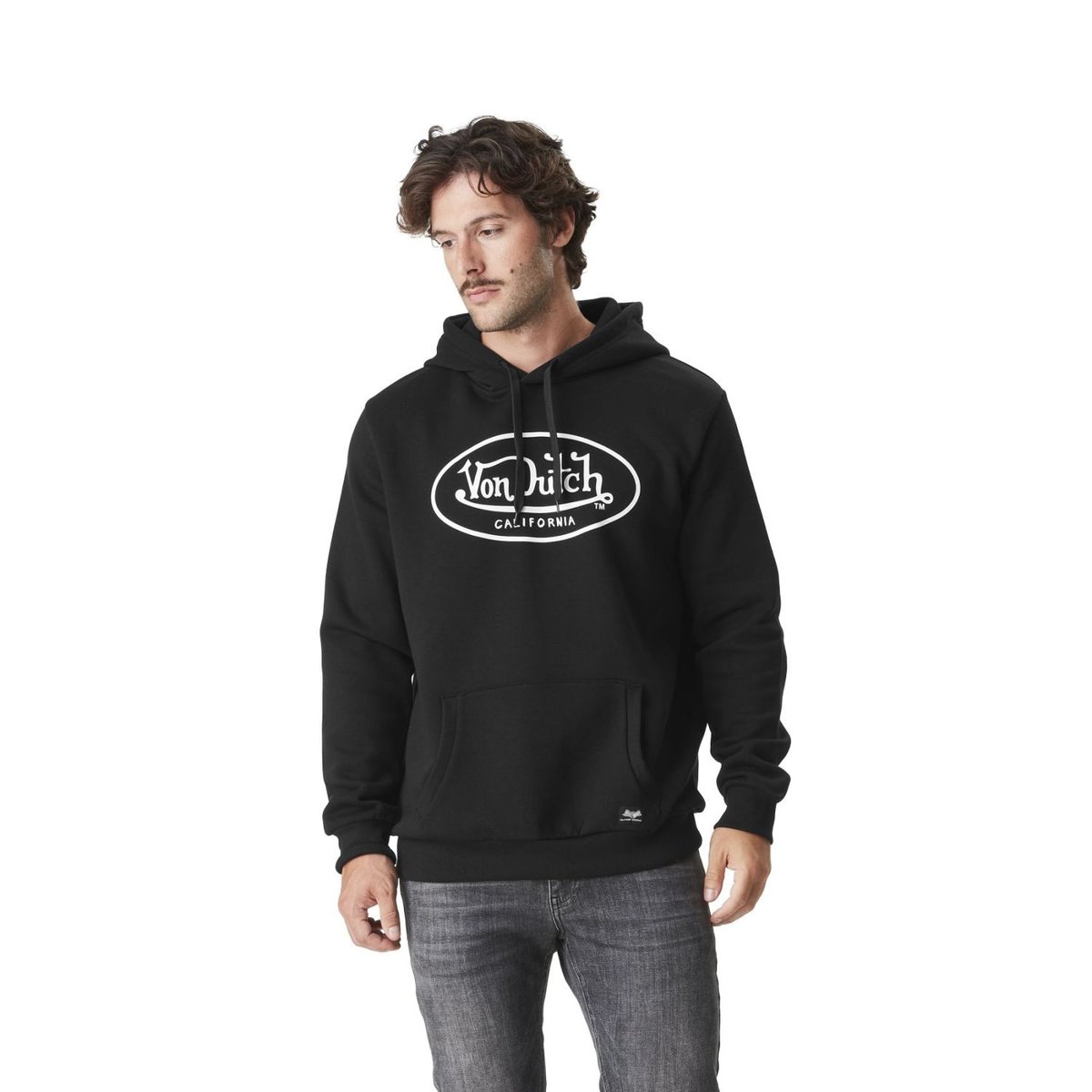 Sweat à capuche molleton Brand noir/blanc, VON DUTCH