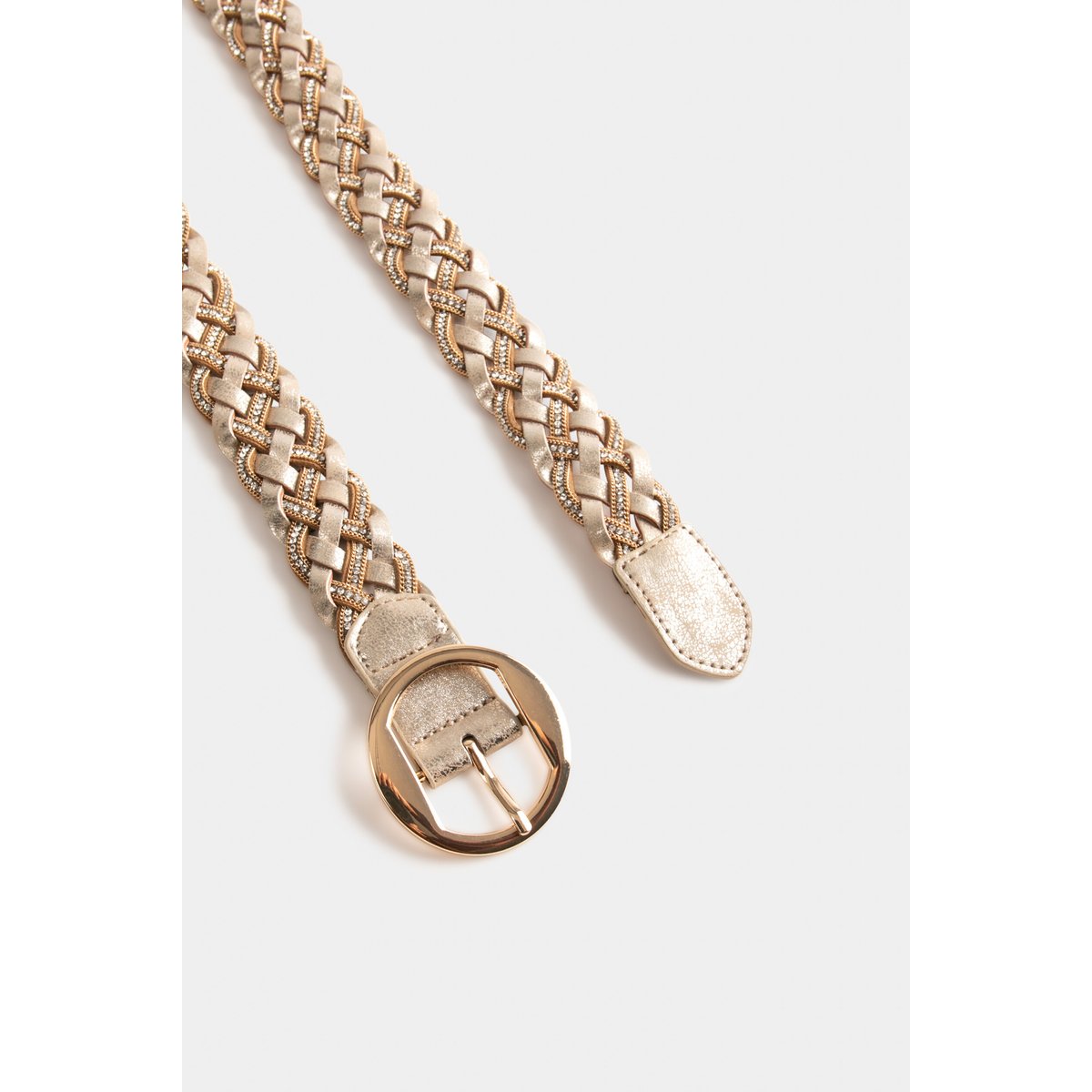 Ceinture tressée avec strass dore, MORGAN