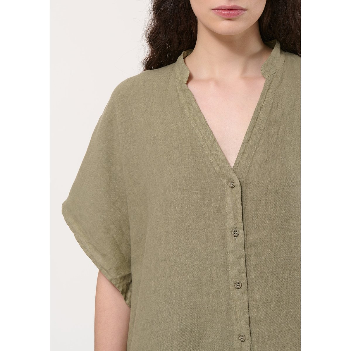 Chemisier oversize en lin army, HUMILITY