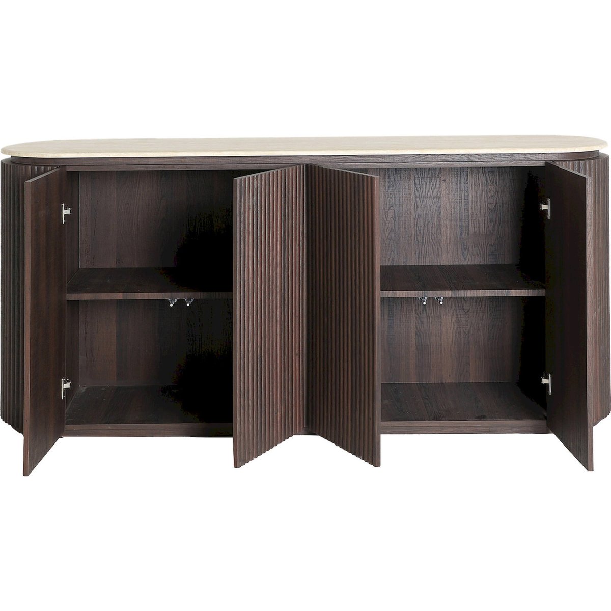 Buffet contemporain bois rainuré verona brun et beige, RECOLLECTION