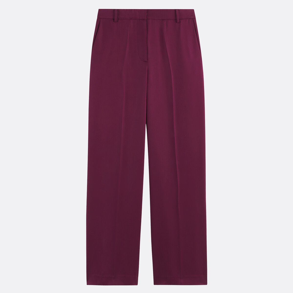 Pantalon droit à plis en TENCEL™ violet prune, LA REDOUTE COLLECTIONS