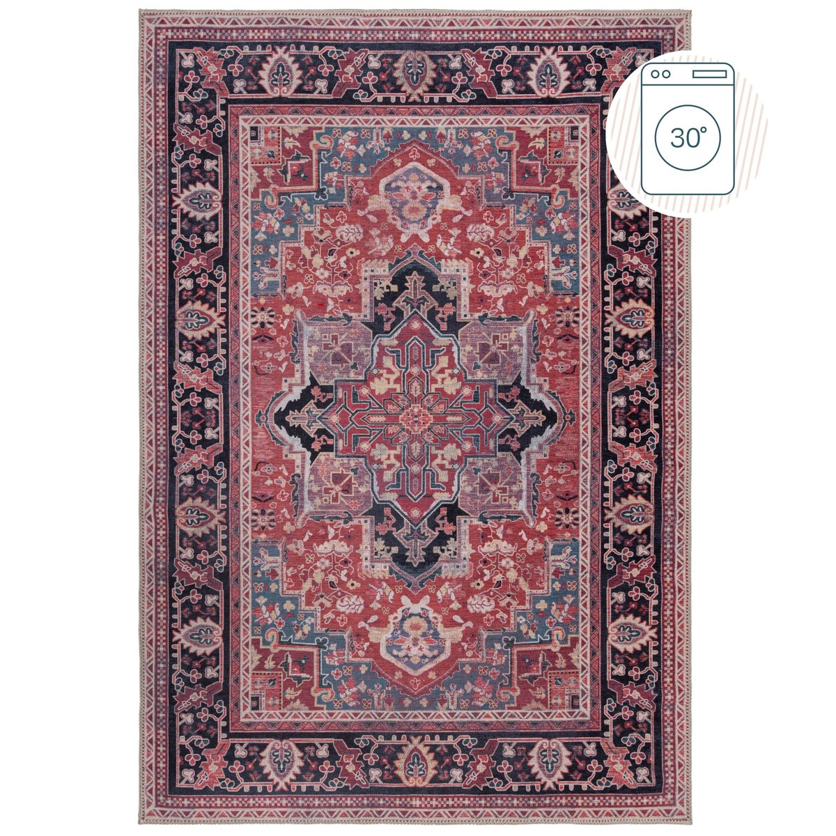 Tapis lavable WINDSOR rouge, FLAIR RUGS