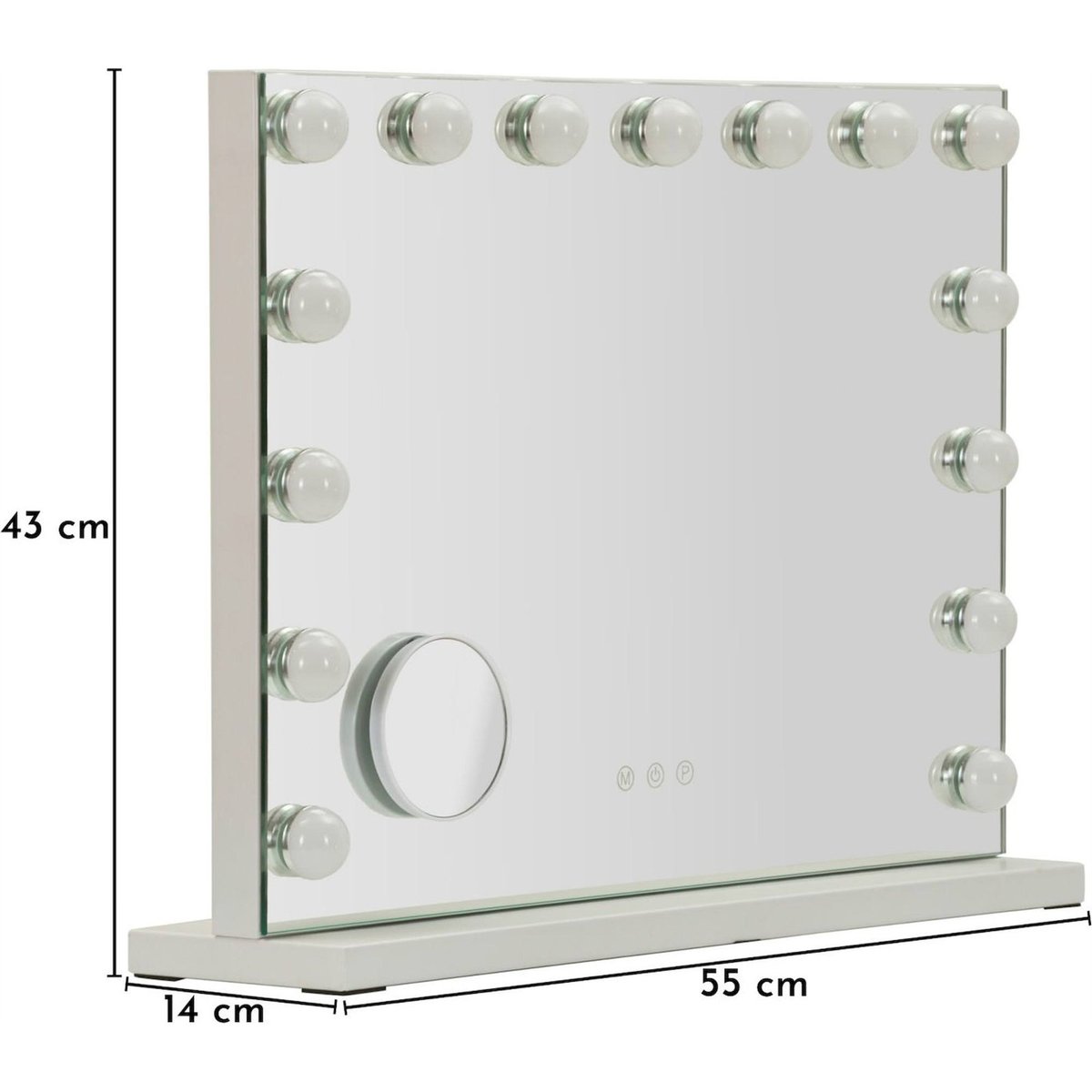 Miroir de table lumineux hollywood en fer MODERN blanc, RECOLLECTION
