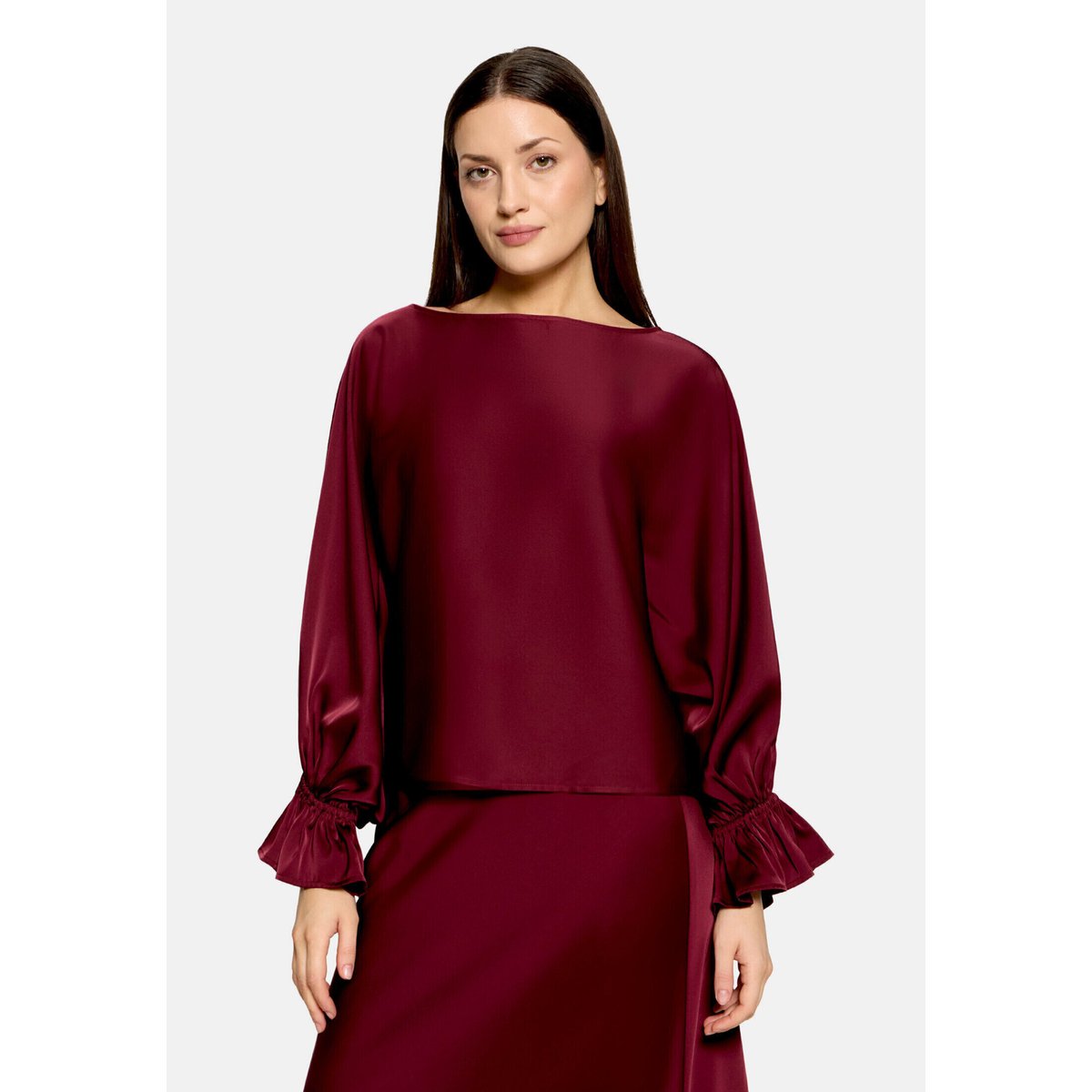 Chemisier en satin à manches chauve-souris deep dahlia, VERA MONT