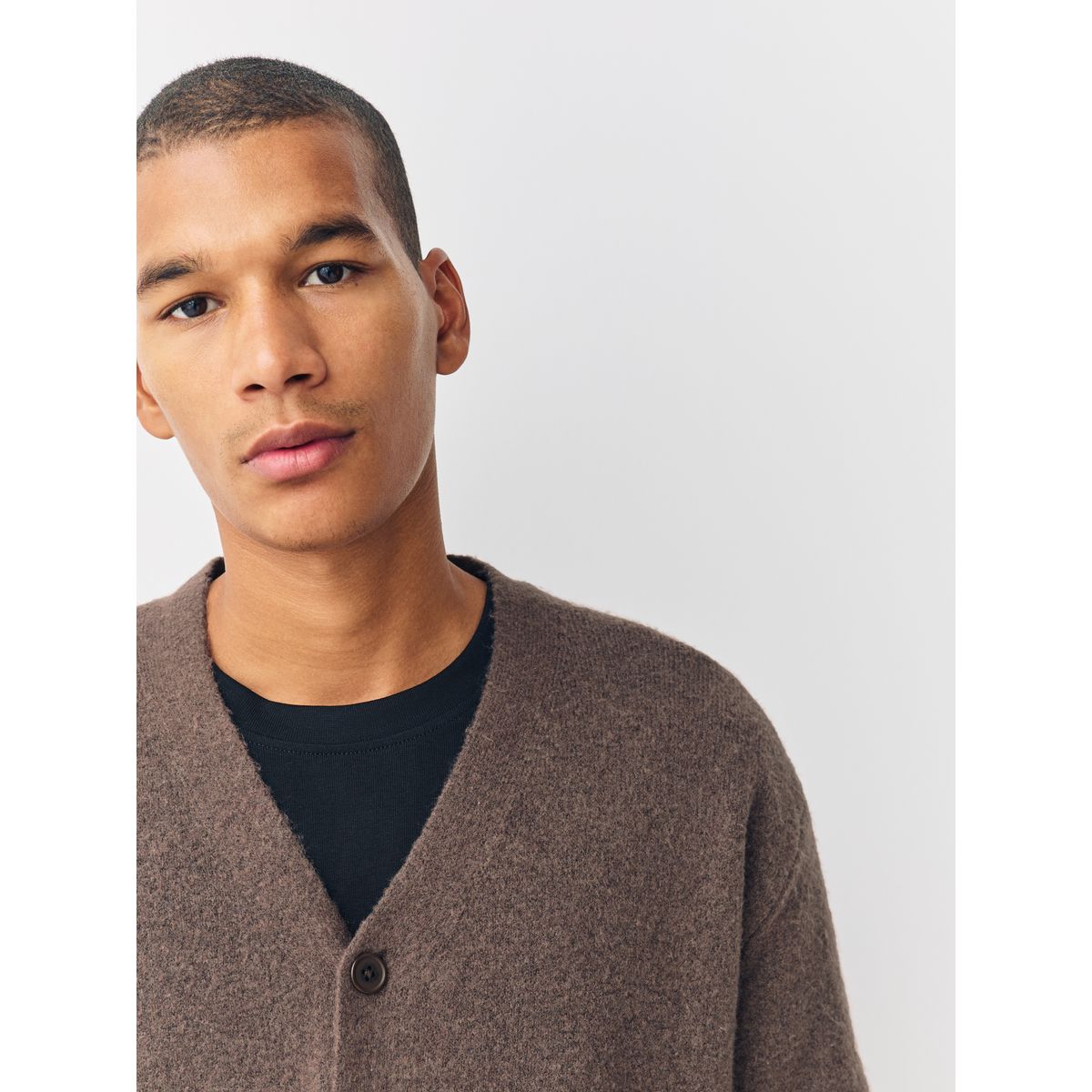 Cardigan décontracté confortable avec laine marron, NEXT