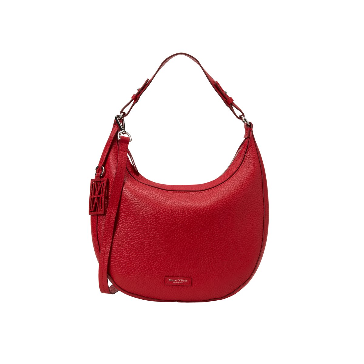 Sac à bandoulière modèle Bellilo moyen en cuir de vachette texturé rouge, MARC O'POLO