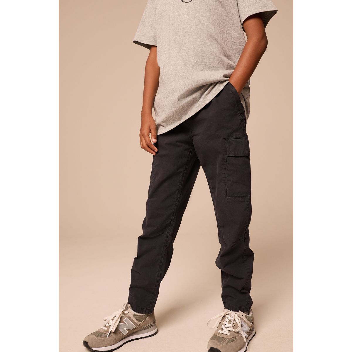 Pantalon cargo large fuselé noir, NEXT