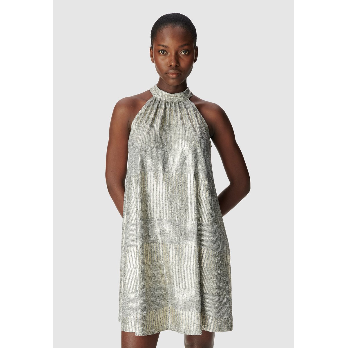 Robe habillée ample à nouer dos champagne, IKKS