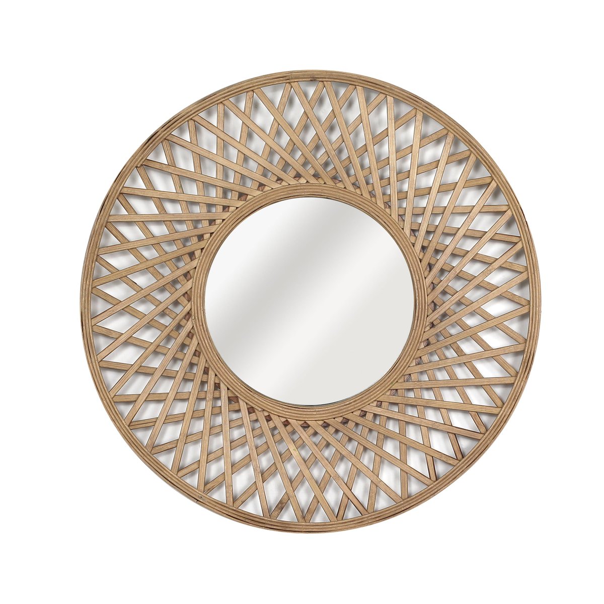 Miroir en bambou rond, ROSACE jaune / doré, INSPIRE