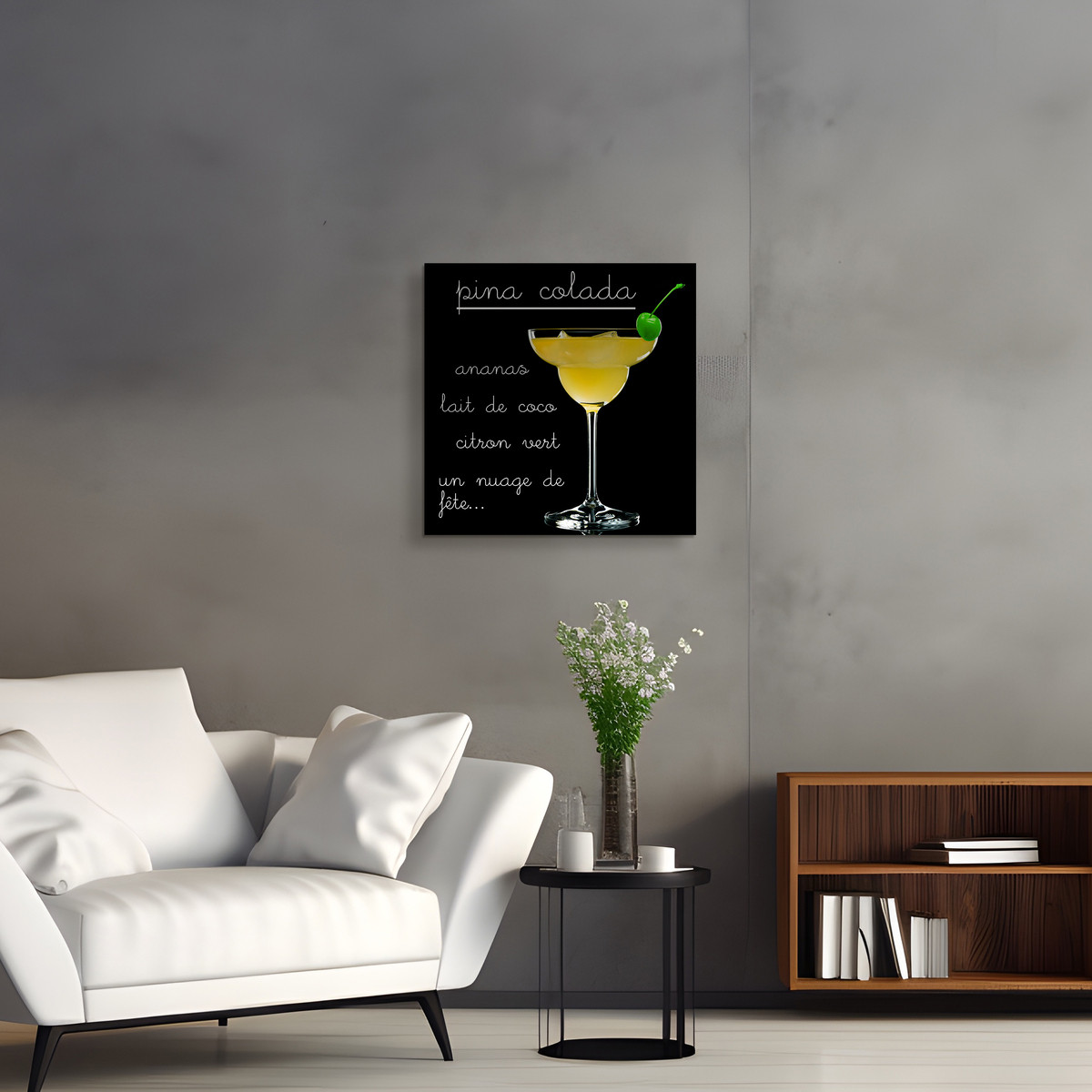 Tableau Sur Verre Piña Colada 30x30 Cm COCKTAIL tableau en verre, CEANOTHE