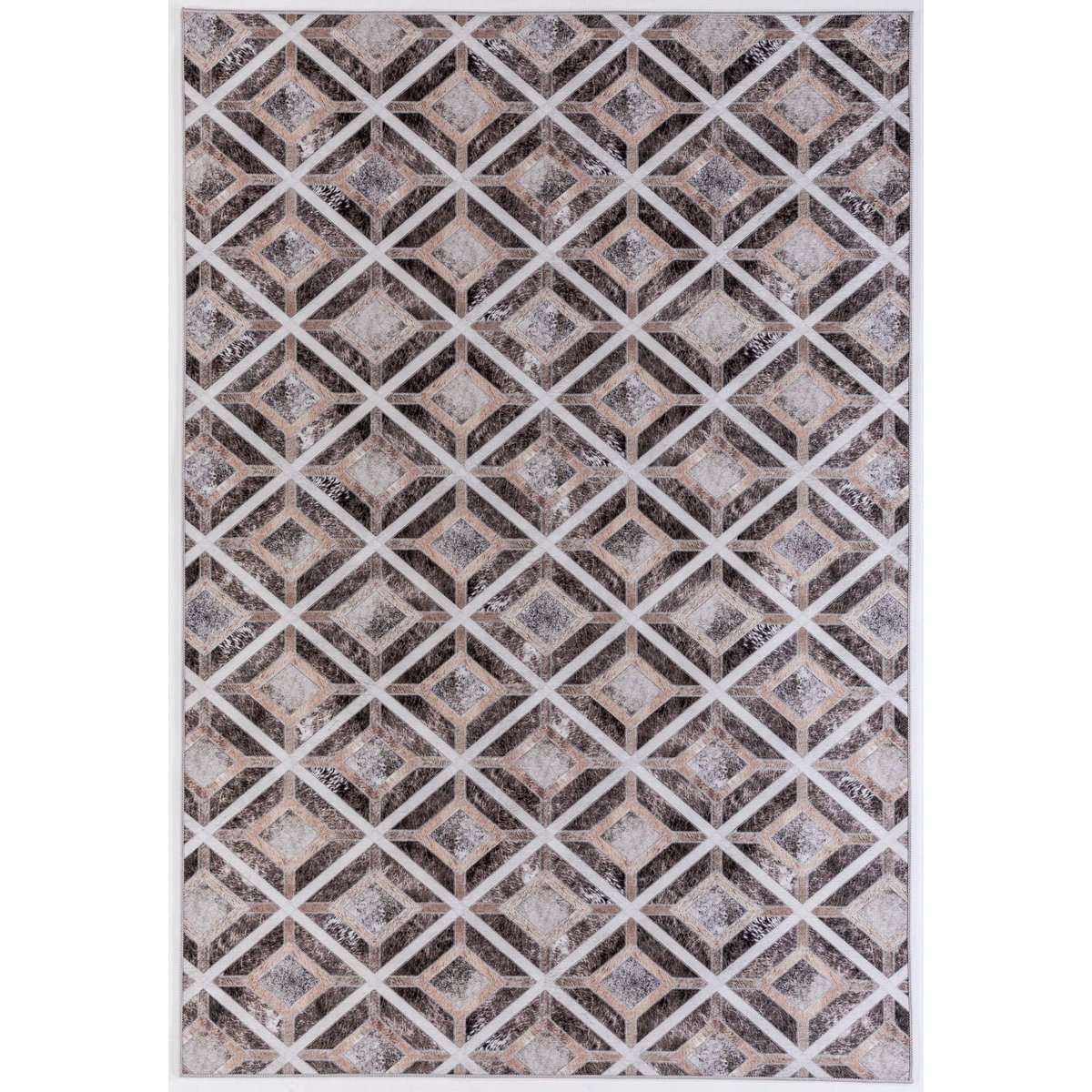 Tapis imprimé Serena, aspect cuir, plat marron, GINO FALCONE