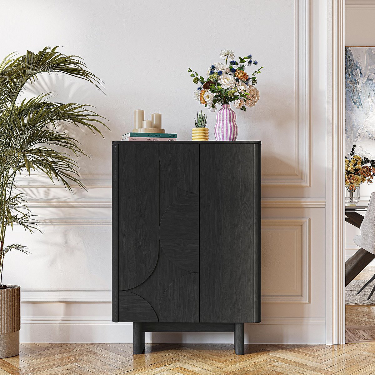 Buffet haut 2 portes en chêne MILORD noir, HABITAT