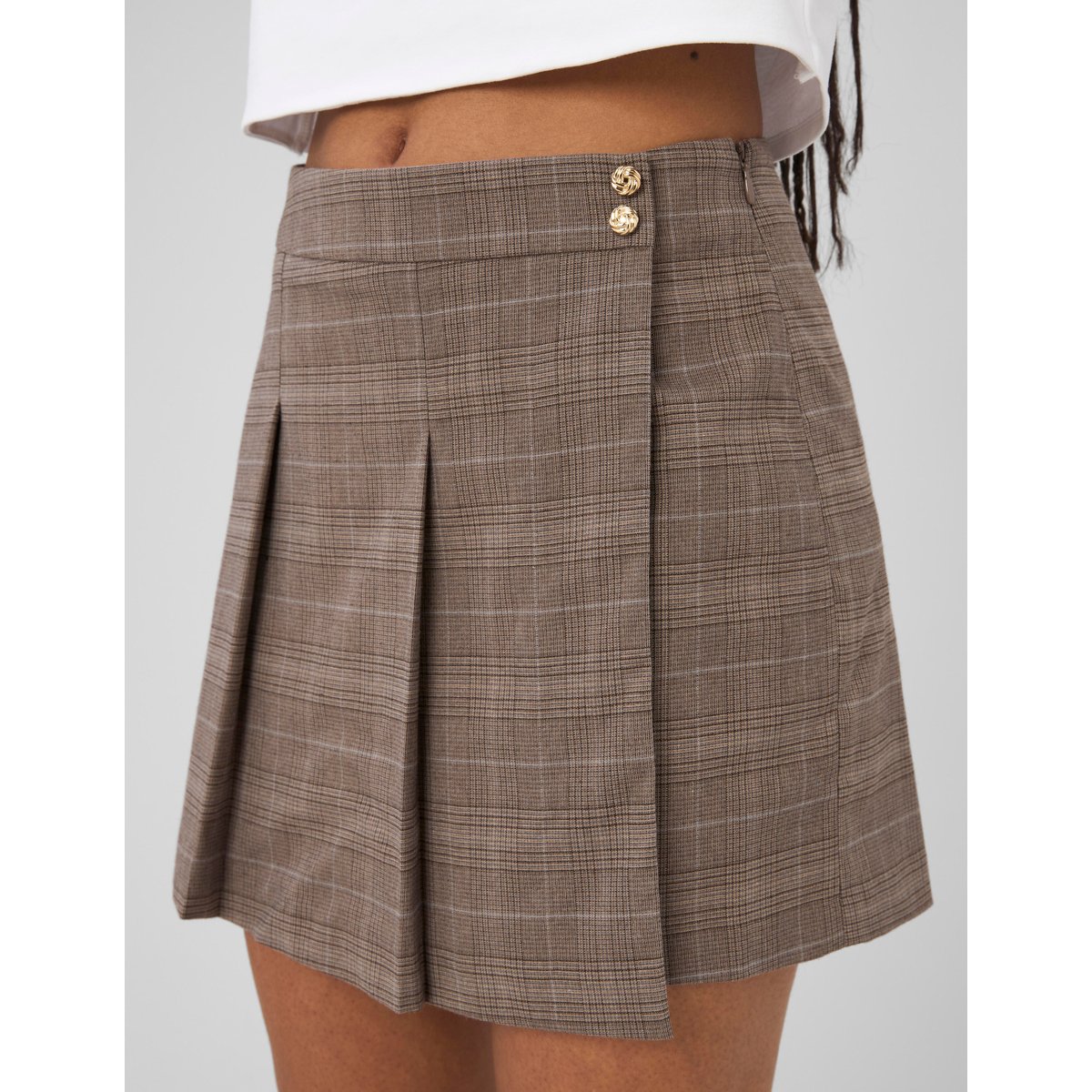 Jupe-short à carreaux marron foncée, BZB