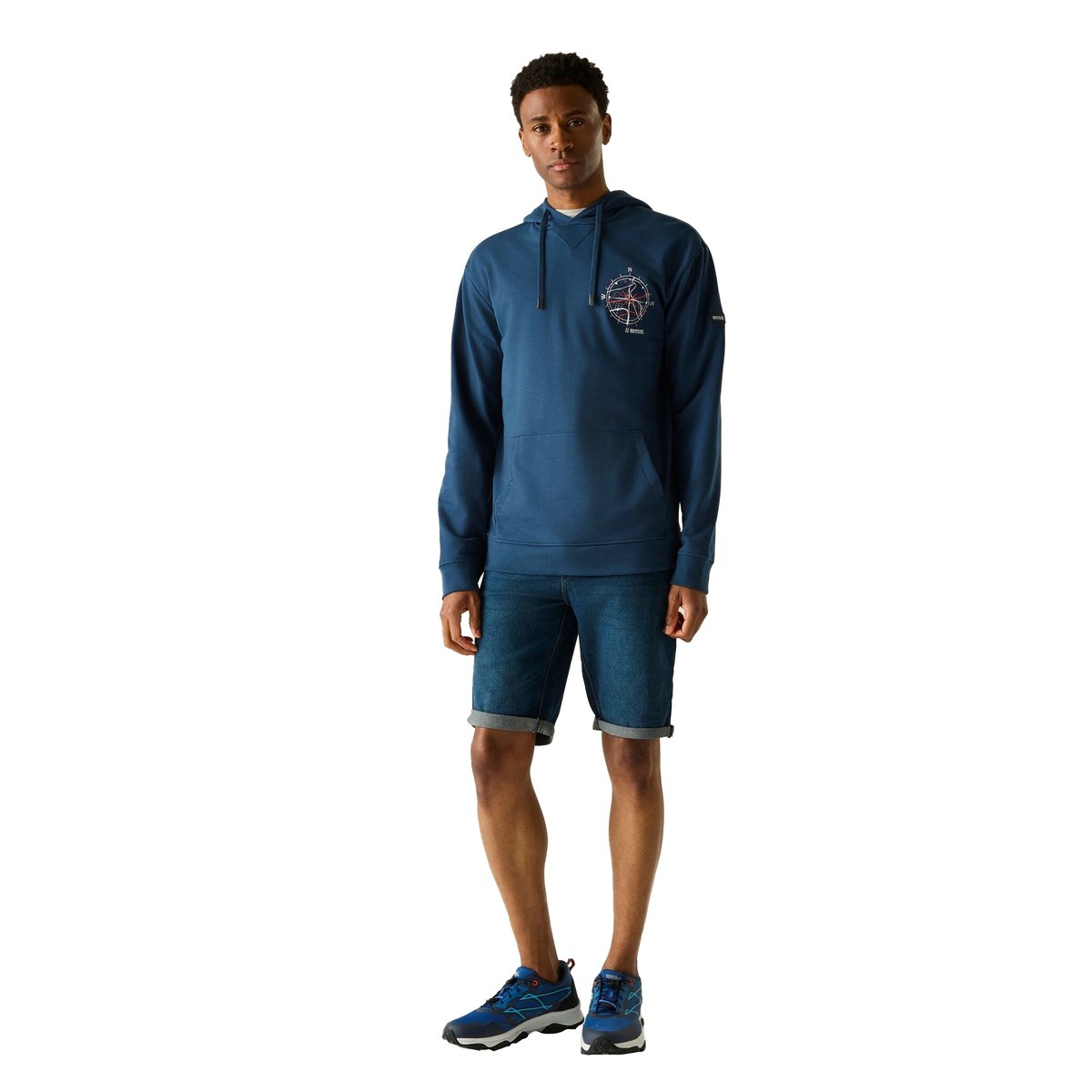 Sweat à capuche motif/style boussole CLINE denim sombre / bleu de gris, REGATTA