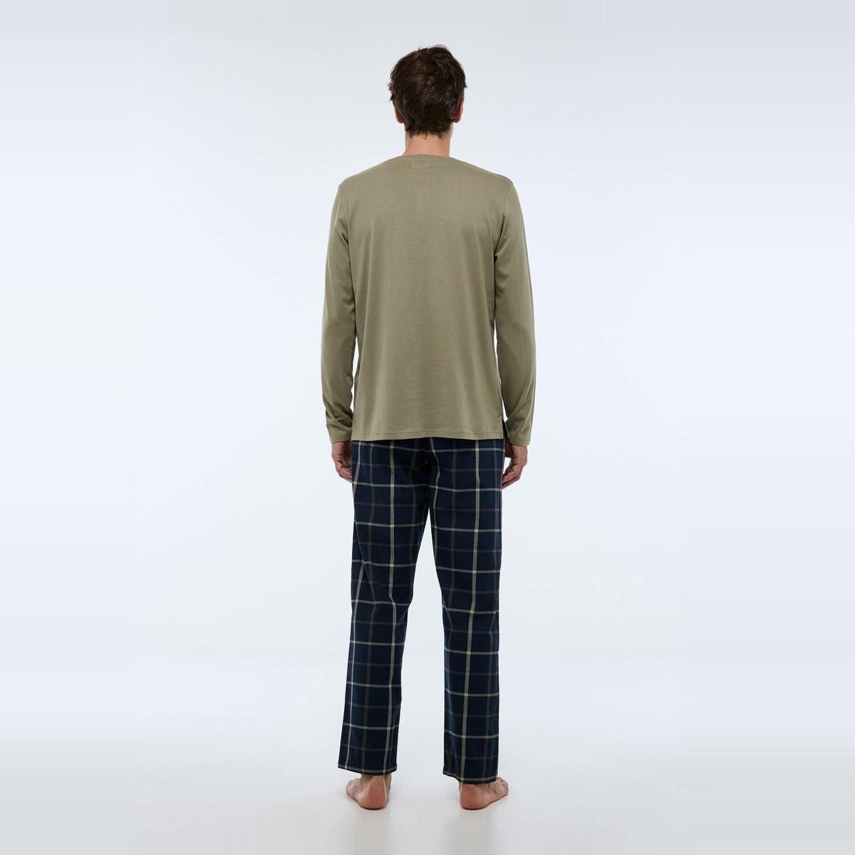 Pyjama manches longues en jersey et pantalon en flanelle en coton BIO GOTS. marine, MONOPRIX