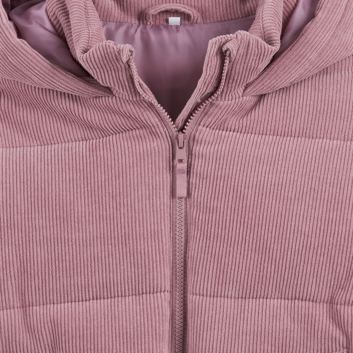Corduroy Hooded Padded Jacket pink, LA REDOUTE COLLECTIONS